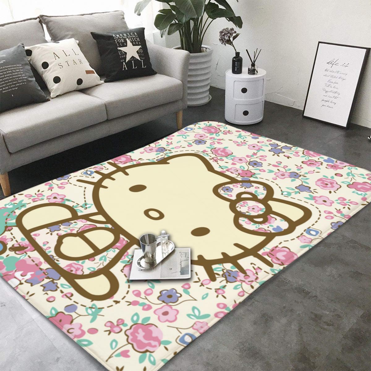 Amazon|ラグ カーペット ハローキティ 花柄 ラグマット 絨毯 Amazon|ラグ カーペット ハローキティ 花柄 ラグマット 絨毯